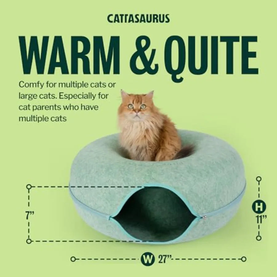 Peekaboo Cat Cave Extra Spacious for Multiple Cats 15+ lbs Scratch Detachable Cat Beds for Indoor Cats Washable Tunnel Bed Comf