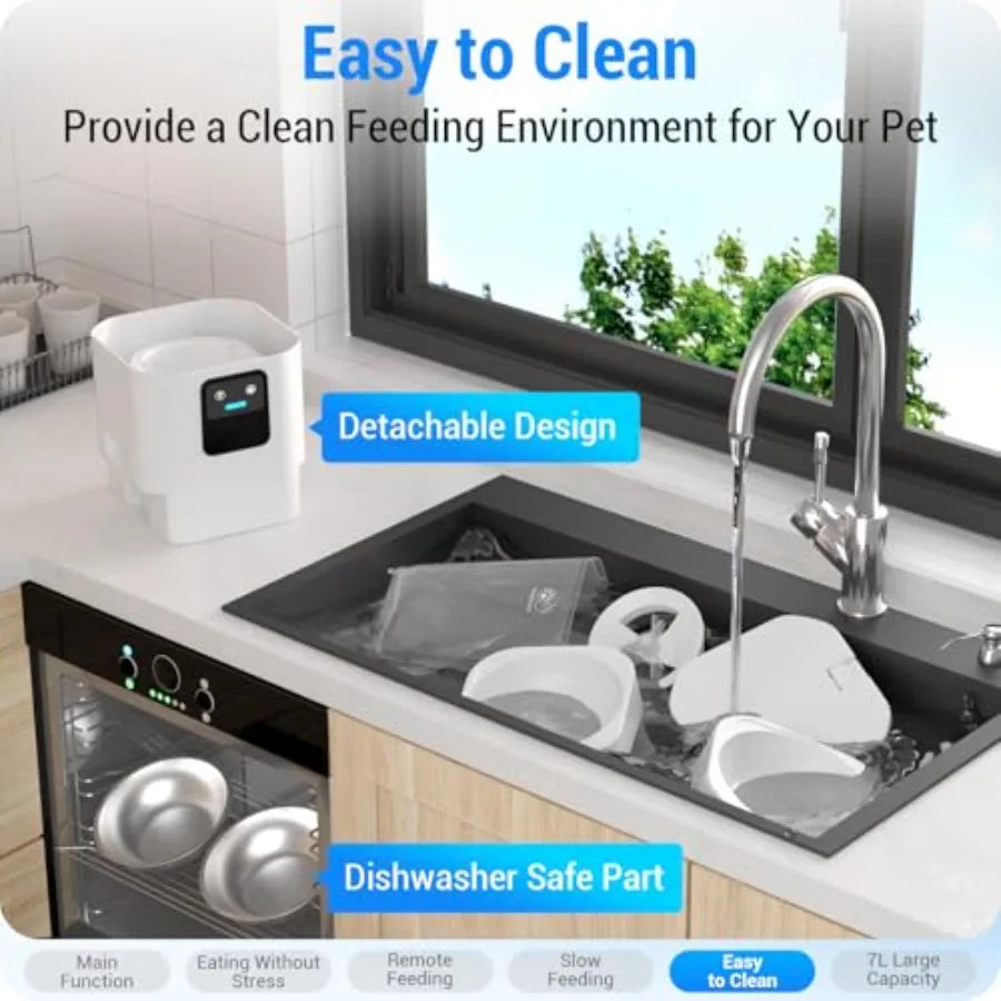 Automatic Cat Feeder 2 Cats with Slow Feed: Dual Automatic Dog Feeder with 5G WiFi Cat Food Dispenser with APP Control for Mult