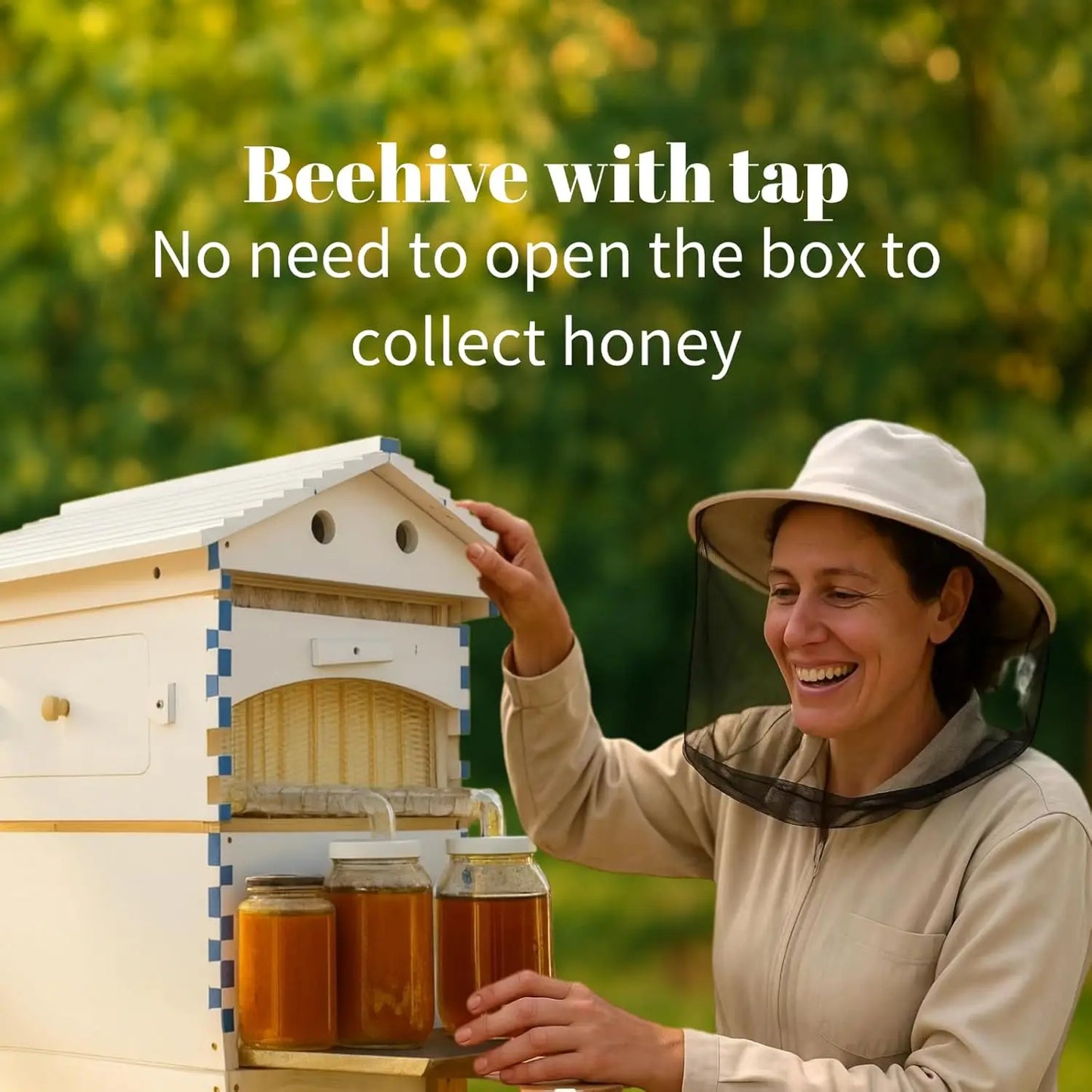 Automatic Flow Beehive Box Starter Kit 7-Frame Easy Harvest Beekeeping w/Frames Foundation for Beginner, Custom