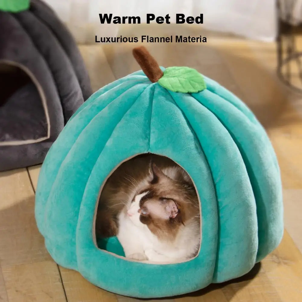 Semi-Enclosed Pet Bed For Cats Comfort Stable Anti-Slip Pumpkin Pet Bed For Small Medium Dogs Cats Semi-enclosed Pet Bed