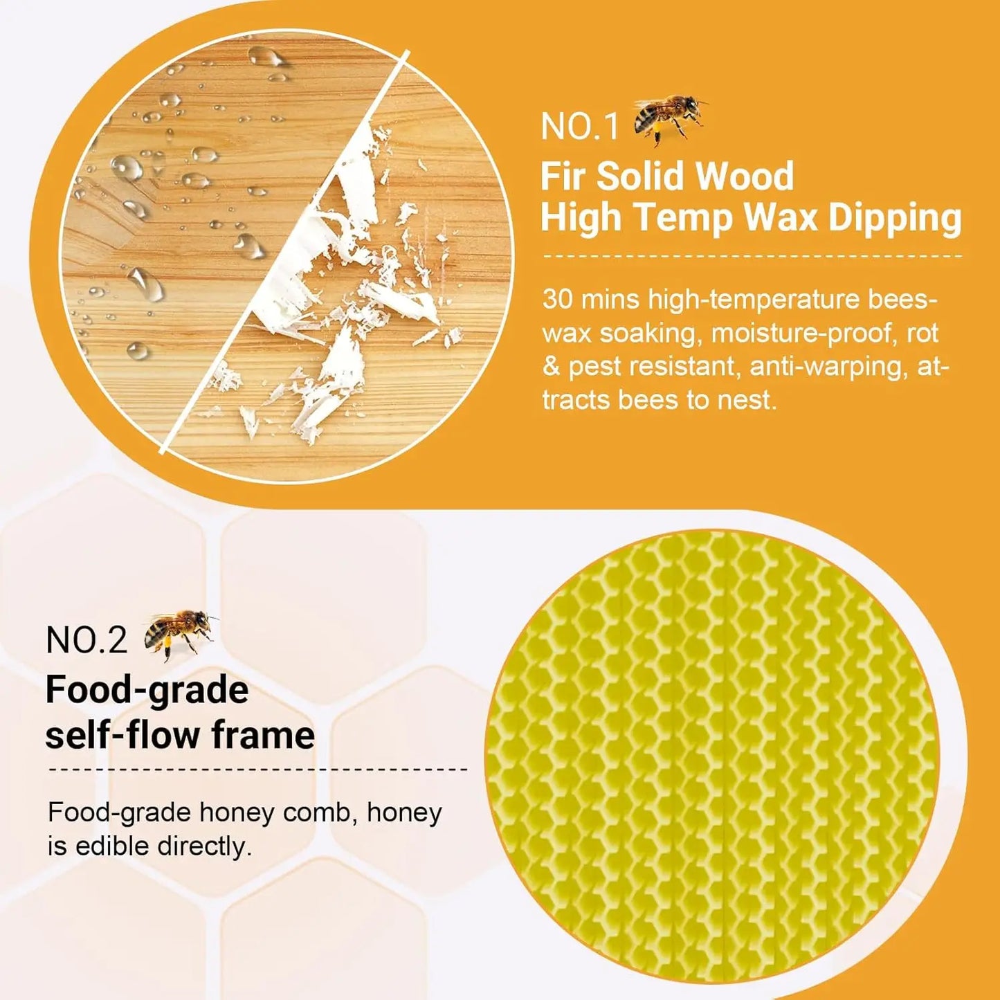 Auto Flow Wooden Honey Beehive Box Starter Kit with Observation Window Beekeeping Supplies for Backyard Garden, Custom