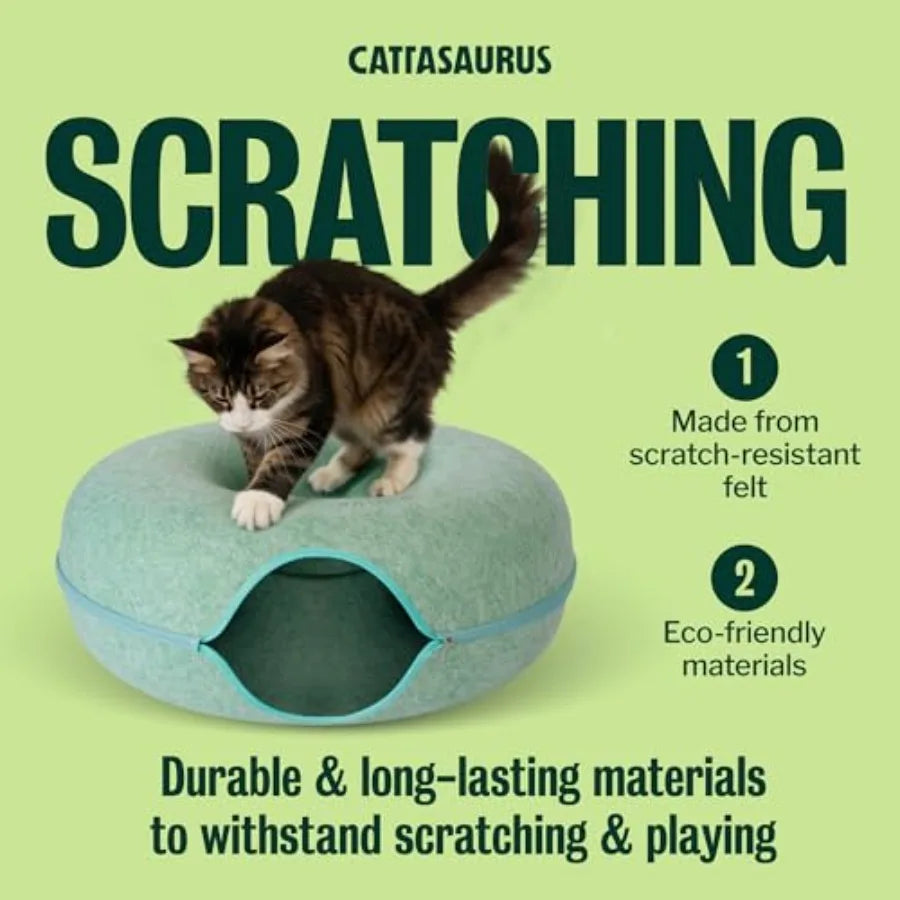 Peekaboo Cat Cave Extra Spacious for Multiple Cats 15+ lbs Scratch Detachable Cat Beds for Indoor Cats Washable Tunnel Bed Comf