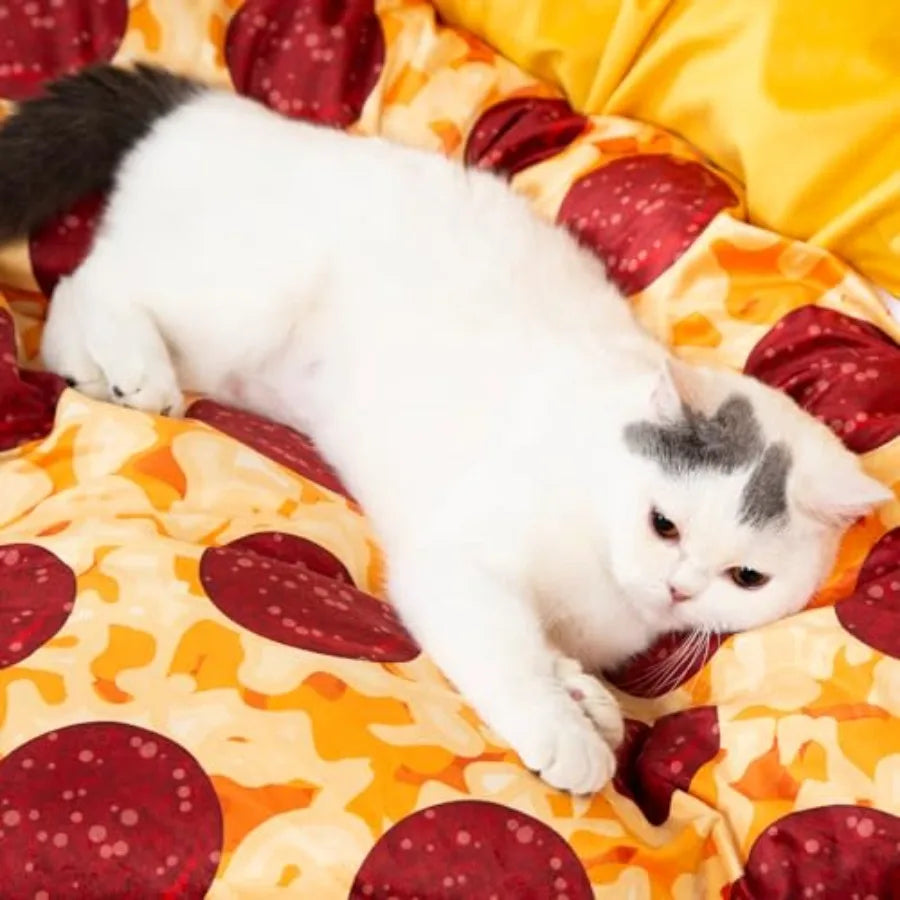 Cat Tunnel Bed - Peek-a-Boo Pizza Shape Design for Cozy and Playful Animals - 9.8 -Inch Diameter Yellow
