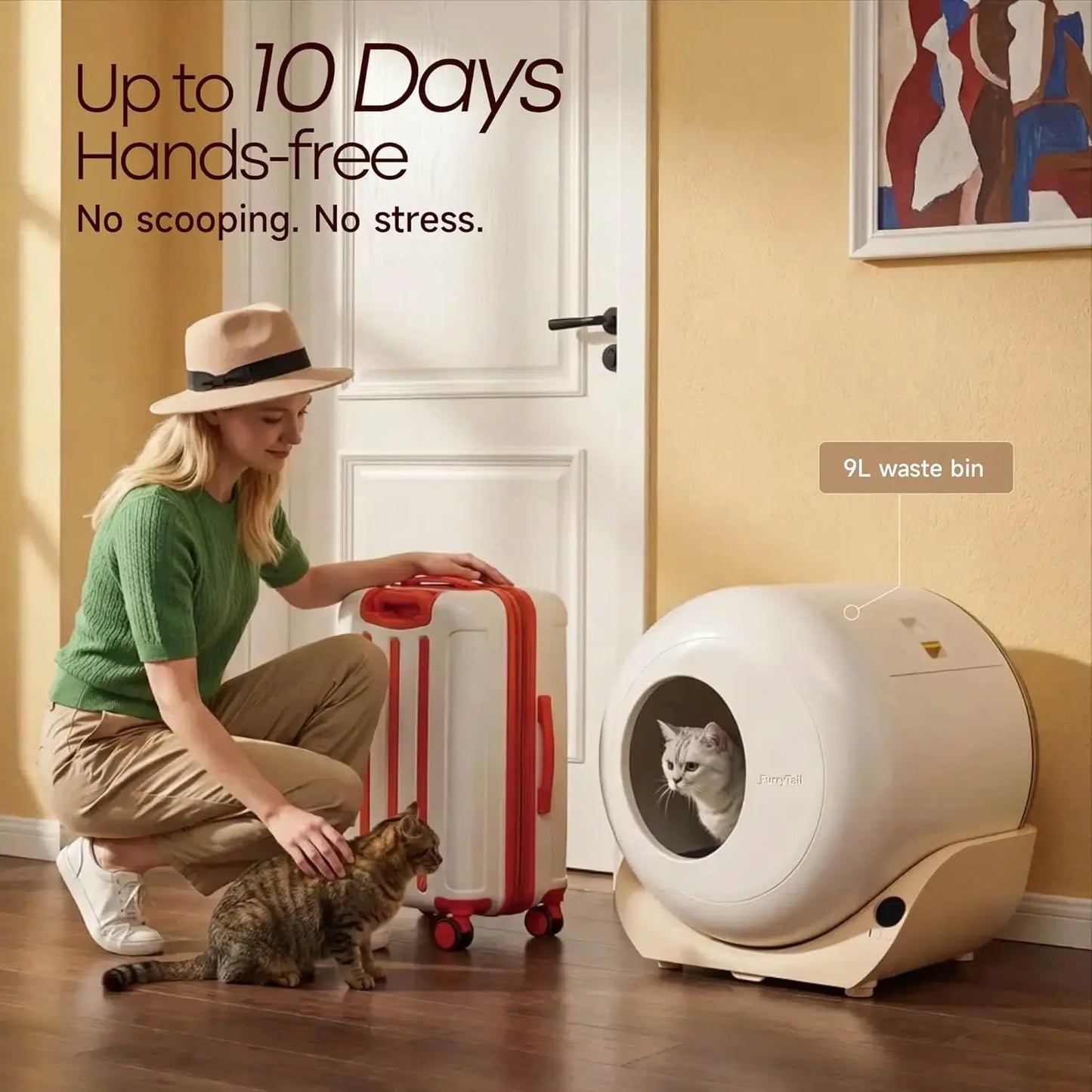 Automatic Litter Box Self Cleaning, Kitty Litter Box, Smart Safety Sensors, Advanced Odor & Leak Control, Large, Custom