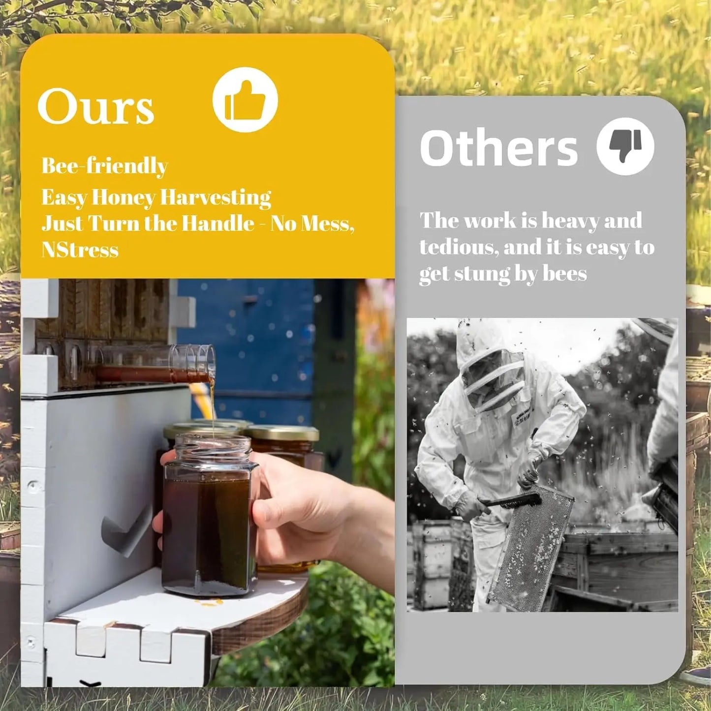 Automatic Flow Beehive Box Starter Kit 7-Frame Easy Harvest Beekeeping w/Frames Foundation for Beginner, Custom