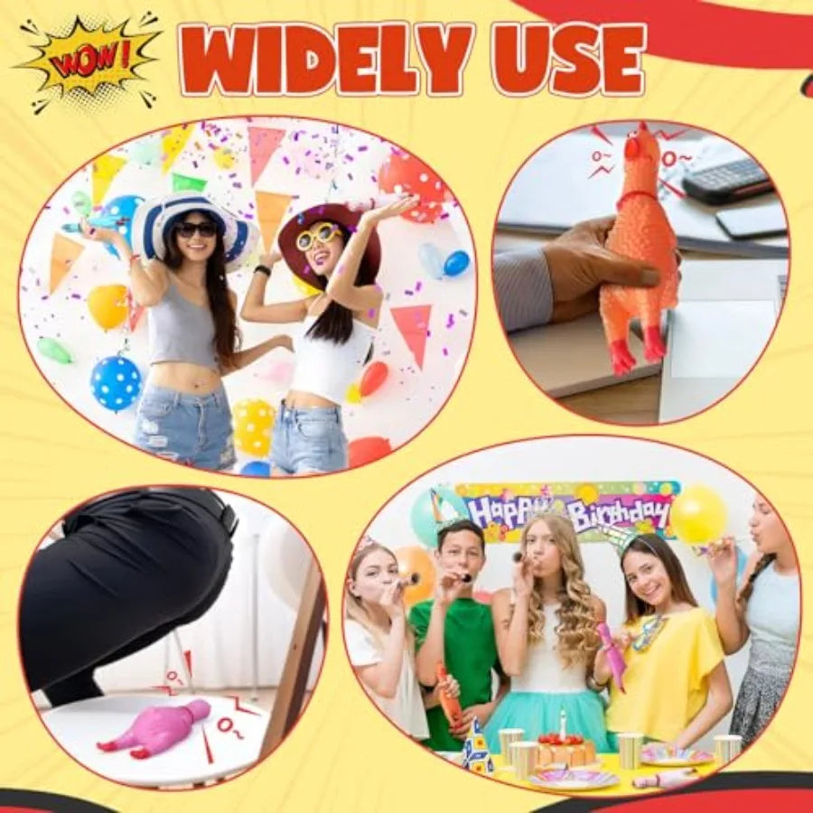 50 Pcs Rubber Chickens Squeak Screaming Chicken Novelty Bulk Dog Toys for Pets Dogs Adults 6.3 Inch Light Color