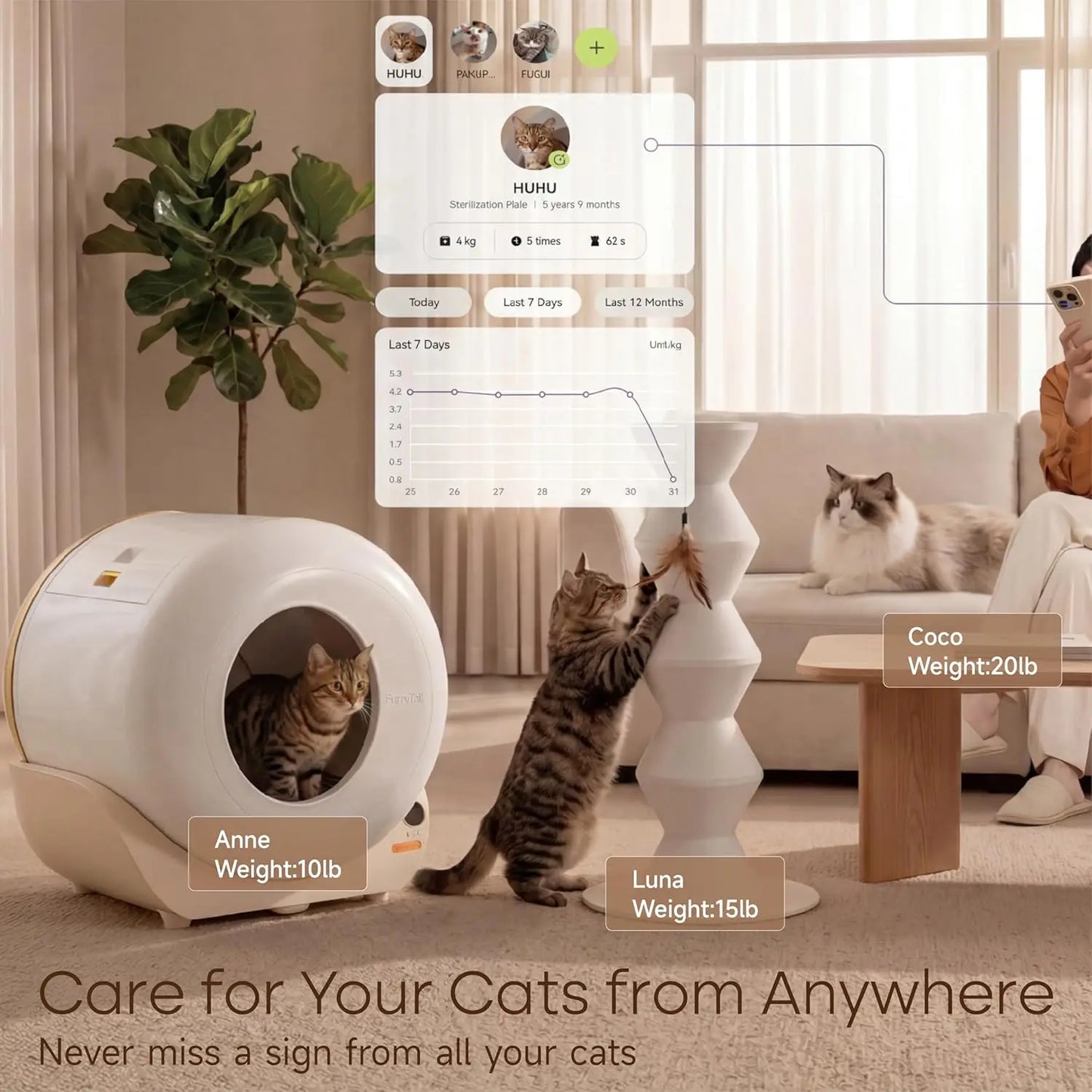 Automatic Litter Box Self Cleaning, Kitty Litter Box, Smart Safety Sensors, Advanced Odor & Leak Control, Large, Custom