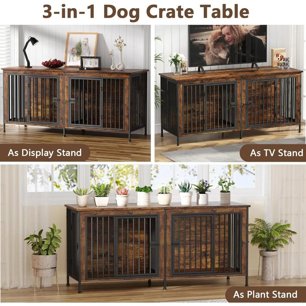 Dog Crate Furniture fo Dogs, Heavy Duty Single/Double Dog Crates for Small/Medium/Large Dogs, Dog Kennel Furniture，Customized