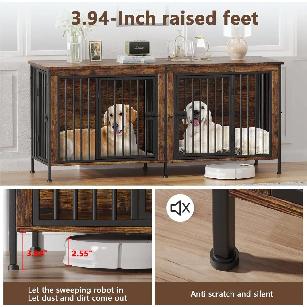 Dog Crate Furniture fo Dogs, Heavy Duty Single/Double Dog Crates for Small/Medium/Large Dogs, Dog Kennel Furniture，Customized