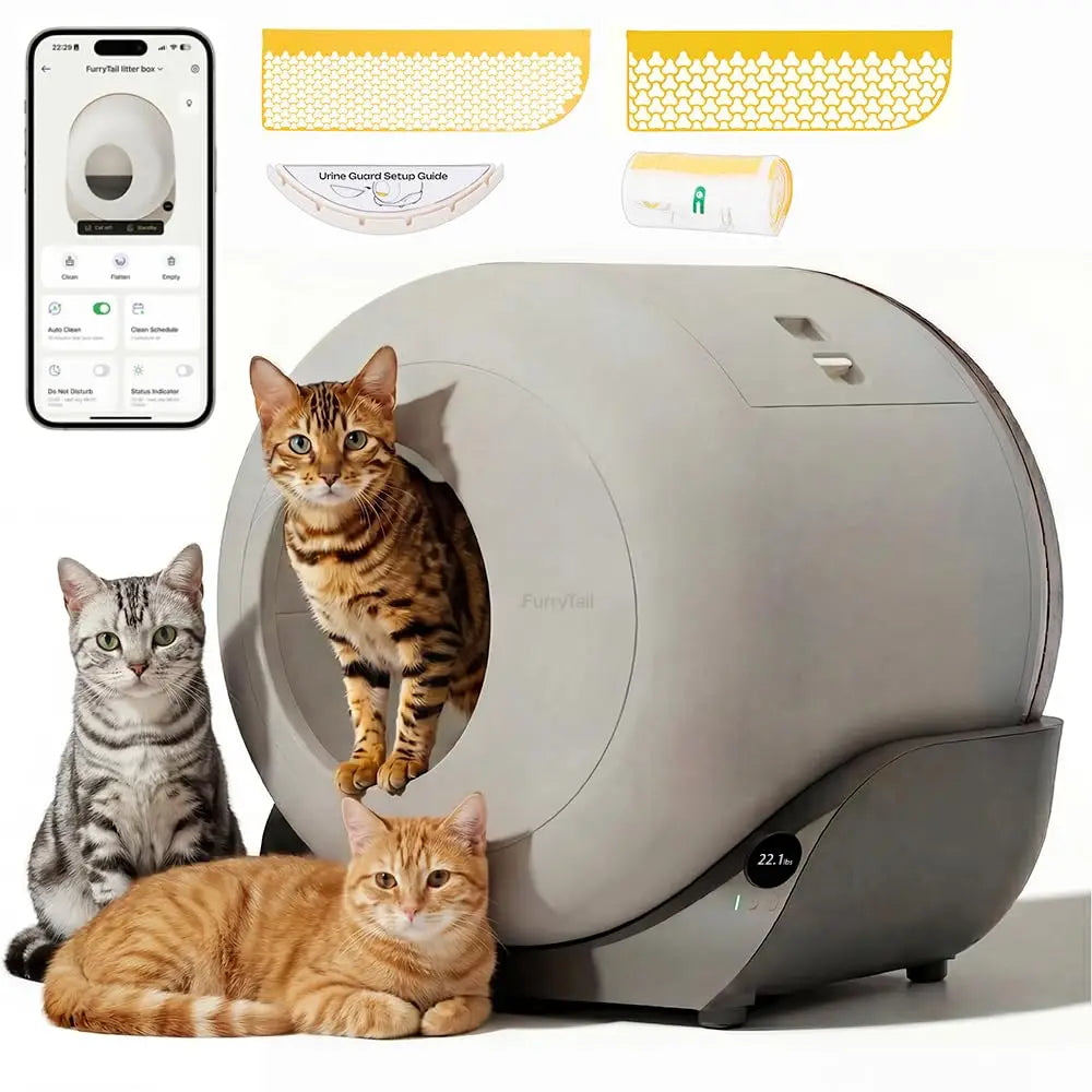 Automatic Litter Box Self Cleaning, Kitty Litter Box, Smart Safety Sensors, Advanced Odor & Leak Control, Large, Custom