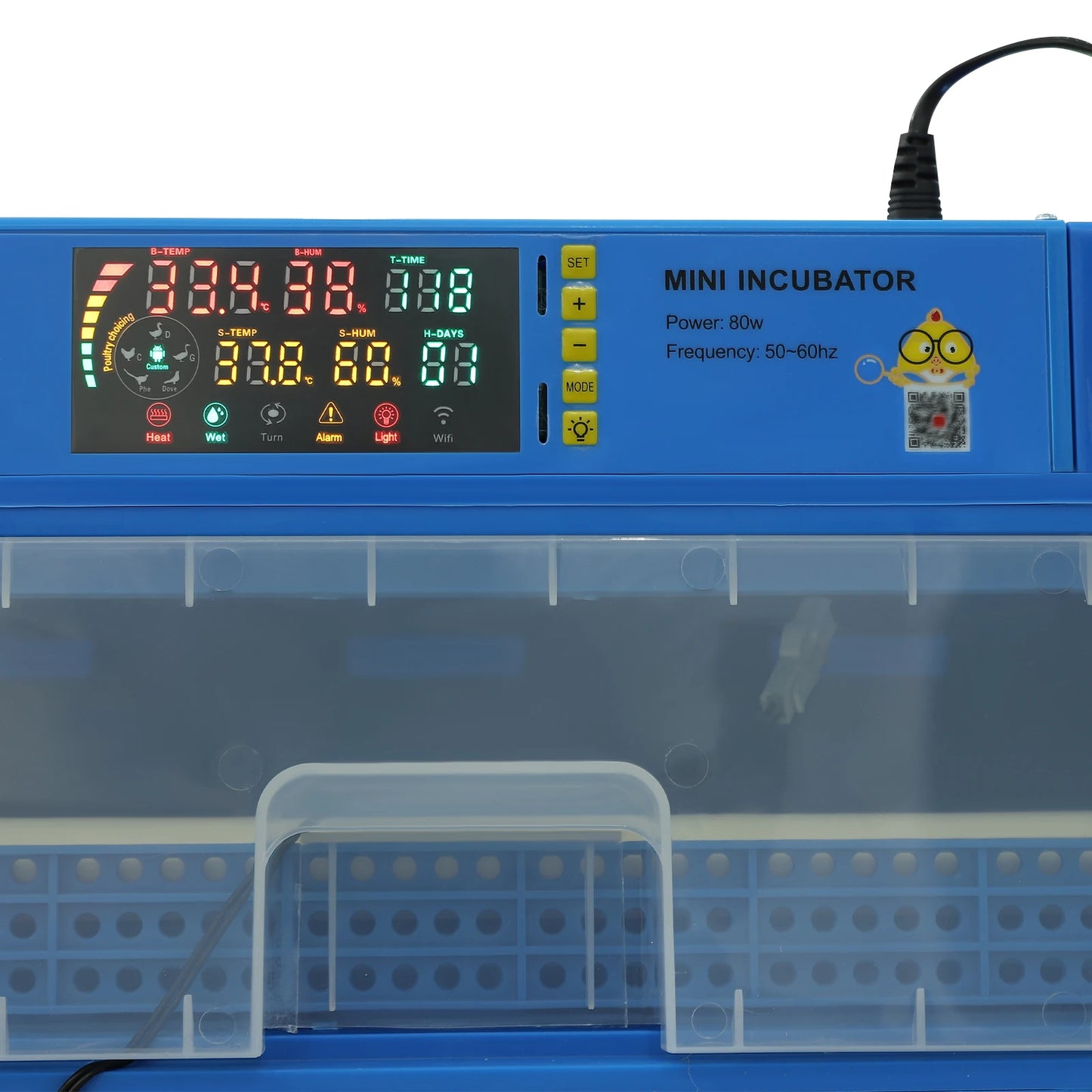 128 Egg Incubator, 80W Digital Smart Poultry Egg Incubator, Automatic Egg Turning, Temperature & Humidity Control