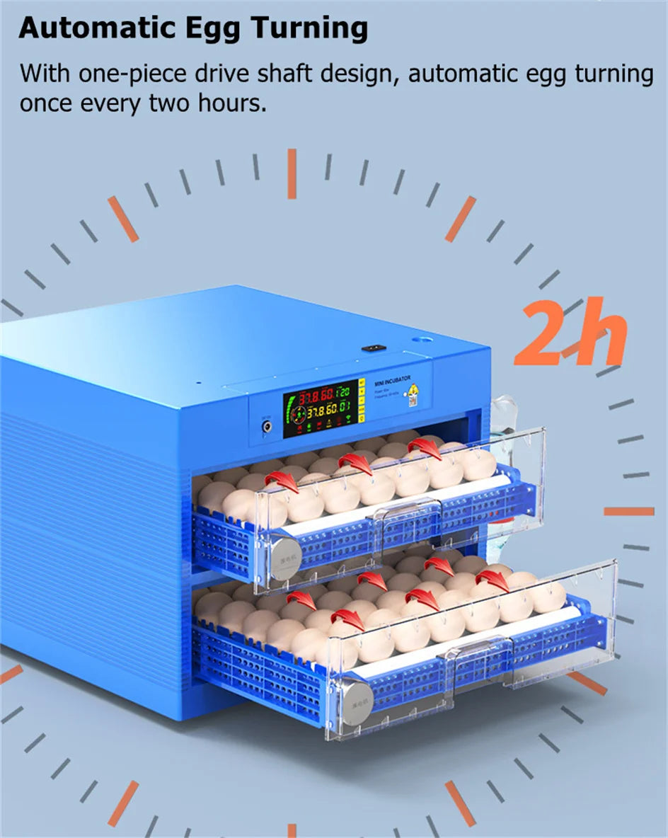 128 Egg Incubator, 80W Digital Smart Poultry Egg Incubator, Automatic Egg Turning, Temperature & Humidity Control