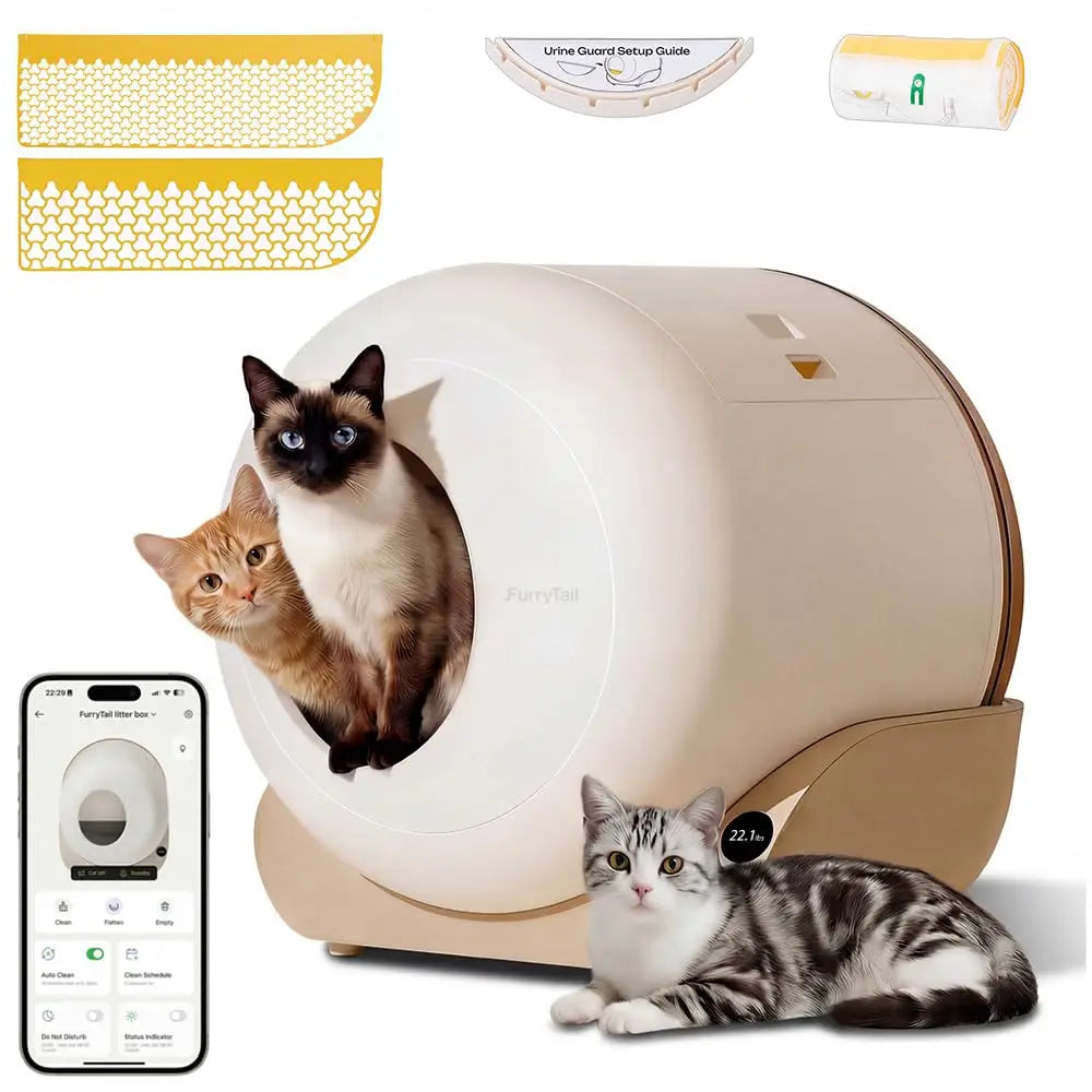 Automatic Litter Box Self Cleaning, Kitty Litter Box, Smart Safety Sensors, Advanced Odor & Leak Control, Large, Custom