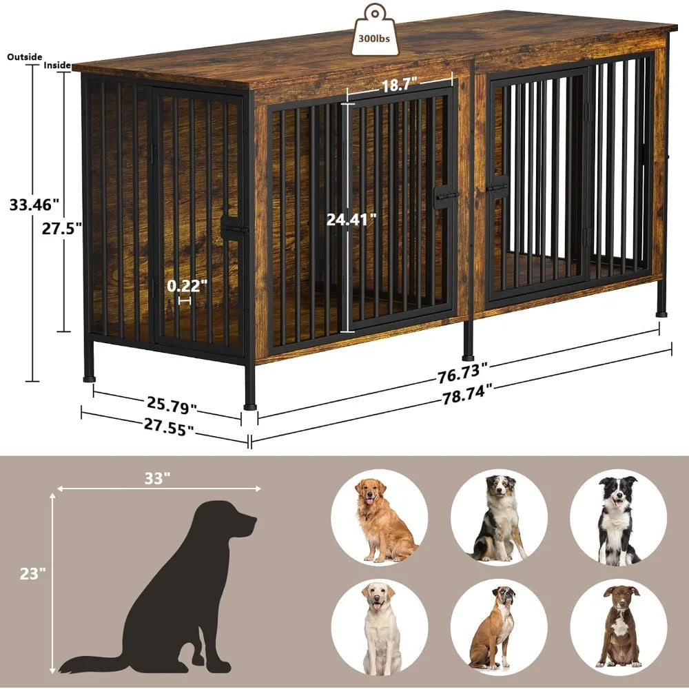 Dog Crate Furniture fo Dogs, Heavy Duty Single/Double Dog Crates for Small/Medium/Large Dogs, Dog Kennel Furniture，Customized