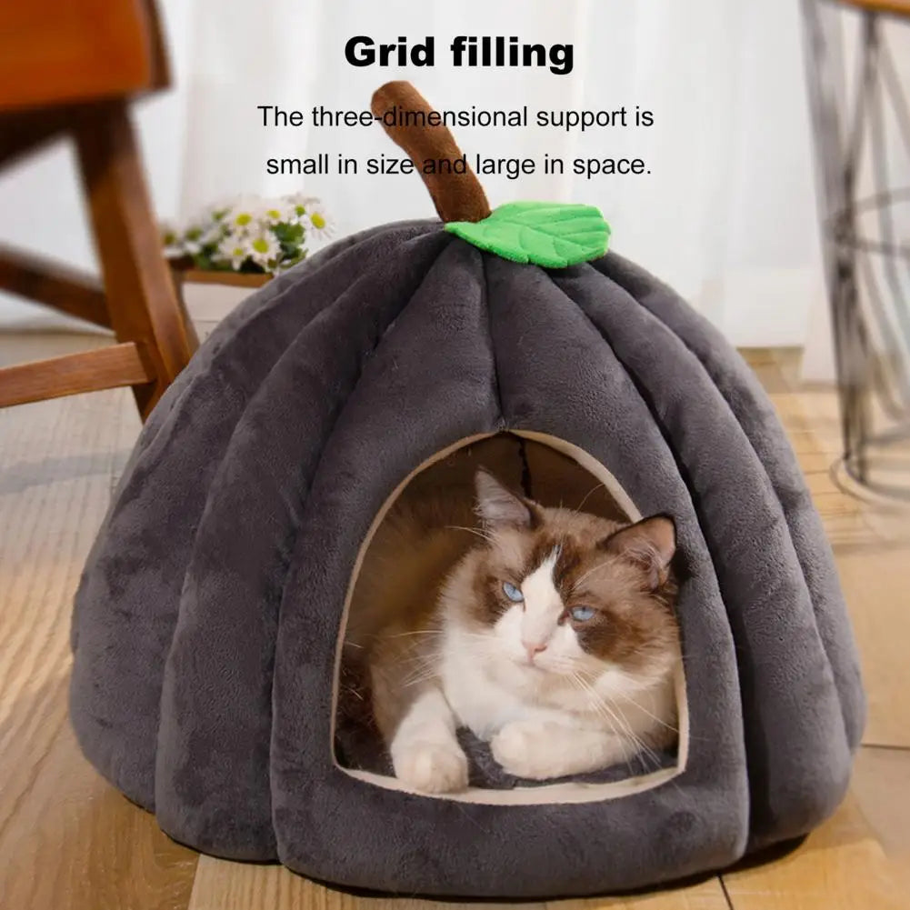 Semi-Enclosed Pet Bed For Cats Comfort Stable Anti-Slip Pumpkin Pet Bed For Small Medium Dogs Cats Semi-enclosed Pet Bed