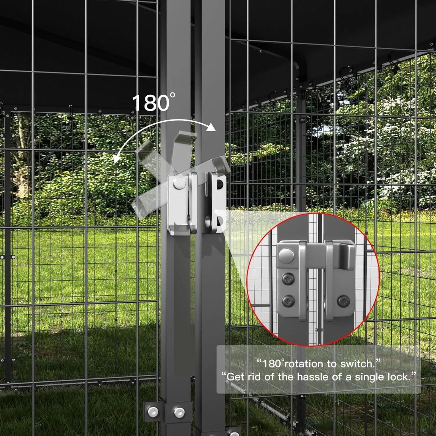 10x10x6 FT Galvanized Steel Outdoor Dog Kennel Heavy Duty Pen Double Locks UV Water Resistant Roof Cover, Custom