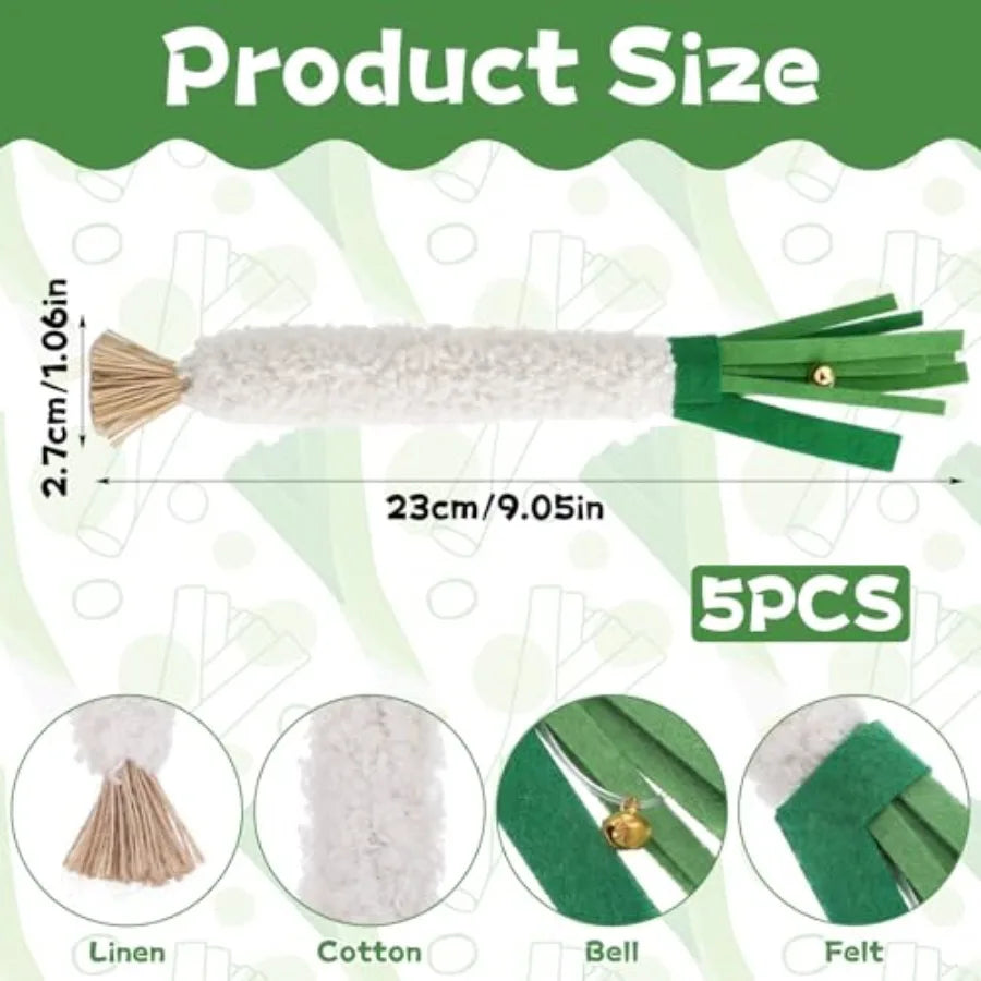 5 PCS Wood Knotweed Felt Chew Stick Dental Care Cat Toy for Teeth Cleaning Satisfies Chewing Instincts Safe and Long Lasting Te