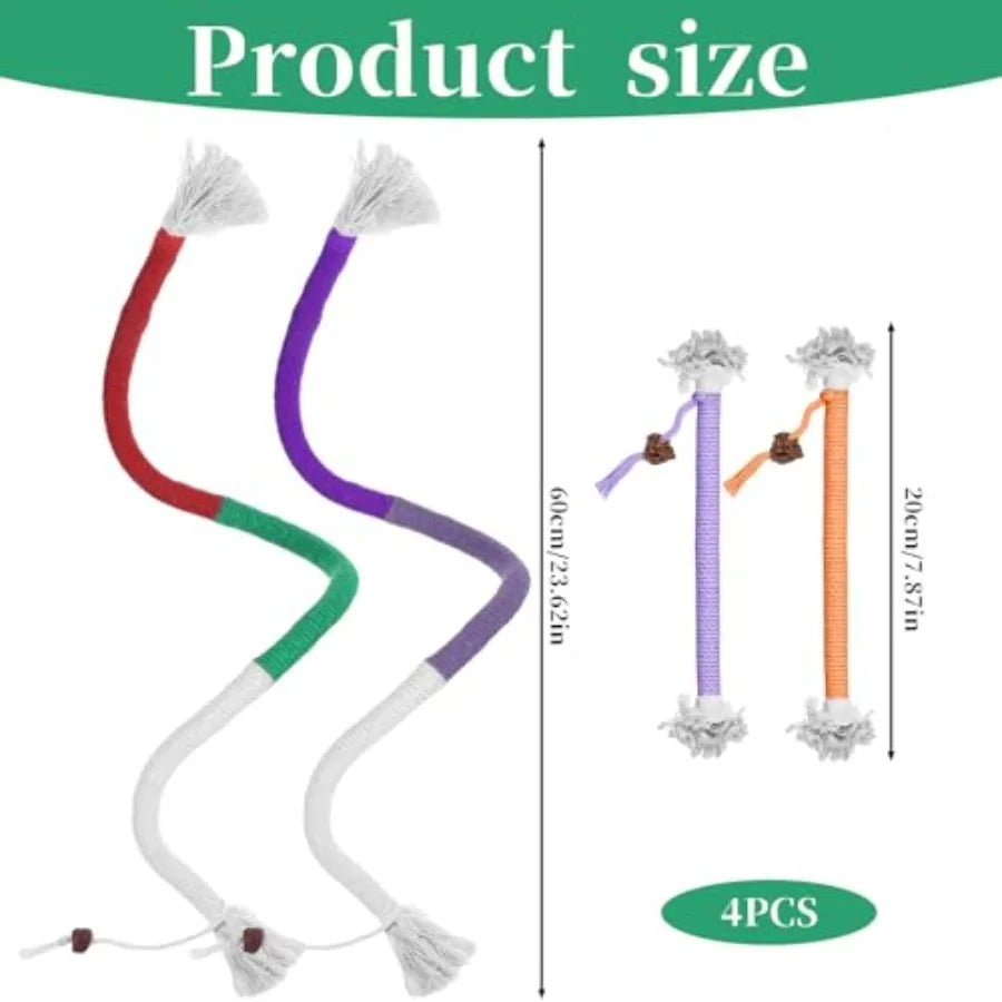 4 Pcs Cat Chew Rope Toy Interactive Kitten Teething Cleaning Toys Pet Transfer Chewing from Wires Safe Cotton String Kitty Kick