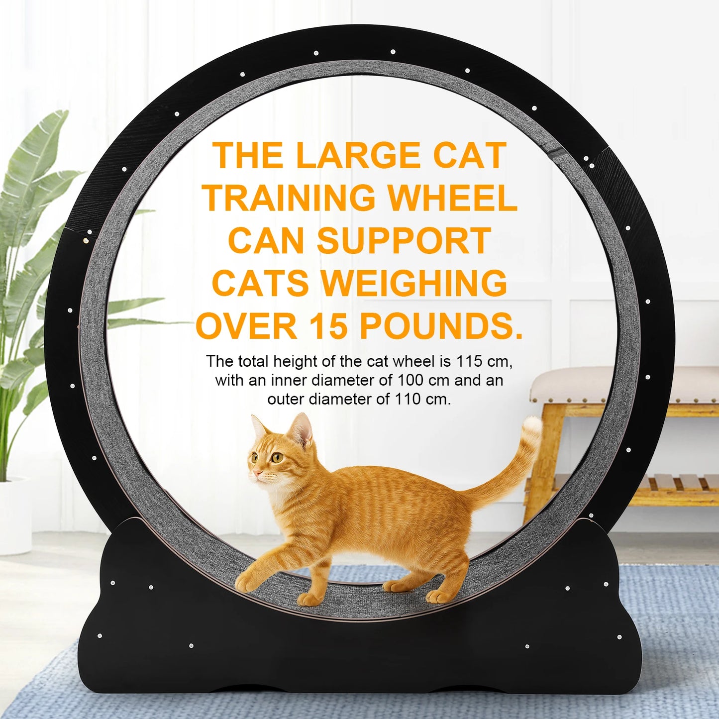 Cat Exercise Wheel 43 Inch Cat Roller Toy Cat Running Wheel Silent Cat Exercise Wheel for Indoor Cats Physical Exercise Activity