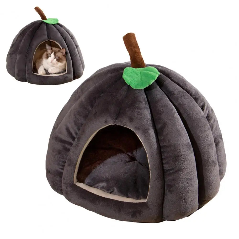 Semi-Enclosed Pet Bed For Cats Comfort Stable Anti-Slip Pumpkin Pet Bed For Small Medium Dogs Cats Semi-enclosed Pet Bed