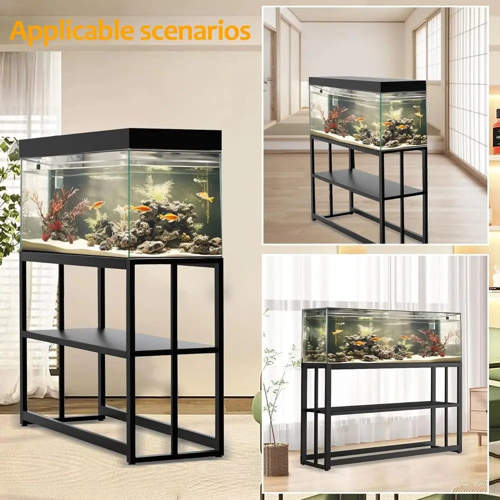 55-75 Gallon ish Tank Stand with Storage Shel, 48.5 x14.9 x 29.2 Inch Aquarium Stand, Turtle Tank, Reptile Terrariums and Breede