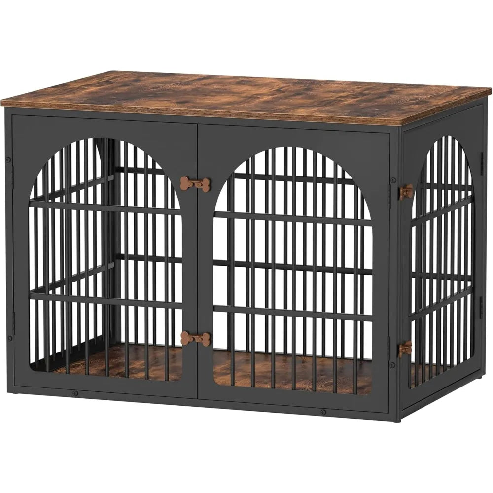 42" Heavy Duty Dog Crate Furniture for Large and Medium Dogs, Decorative Dog Kennel Indoor, Wooden Metal Dogs Cage，Customized