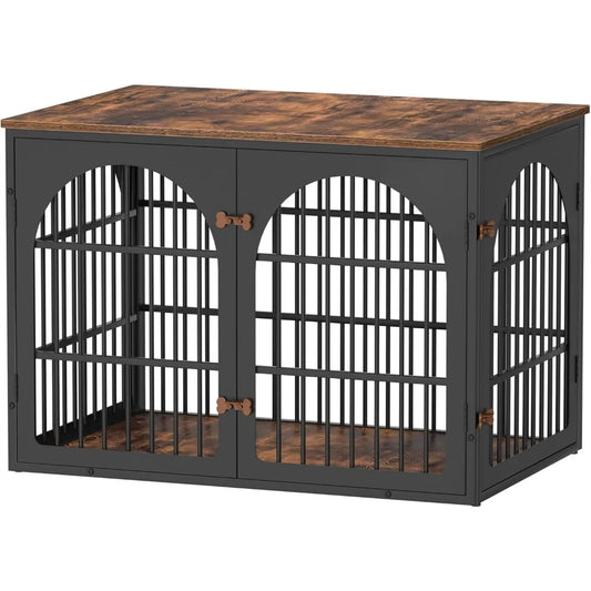 42" Heavy Duty Dog Crate Furniture for Large and Medium Dogs, Decorative Dog Kennel Indoor, Wooden Metal Dogs Cage，Customized