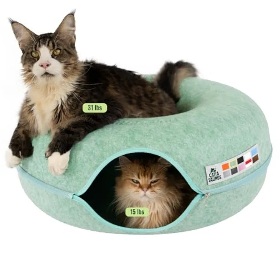 Peekaboo Cat Cave Extra Spacious for Multiple Cats 15+ lbs Scratch Detachable Cat Beds for Indoor Cats Washable Tunnel Bed Comf