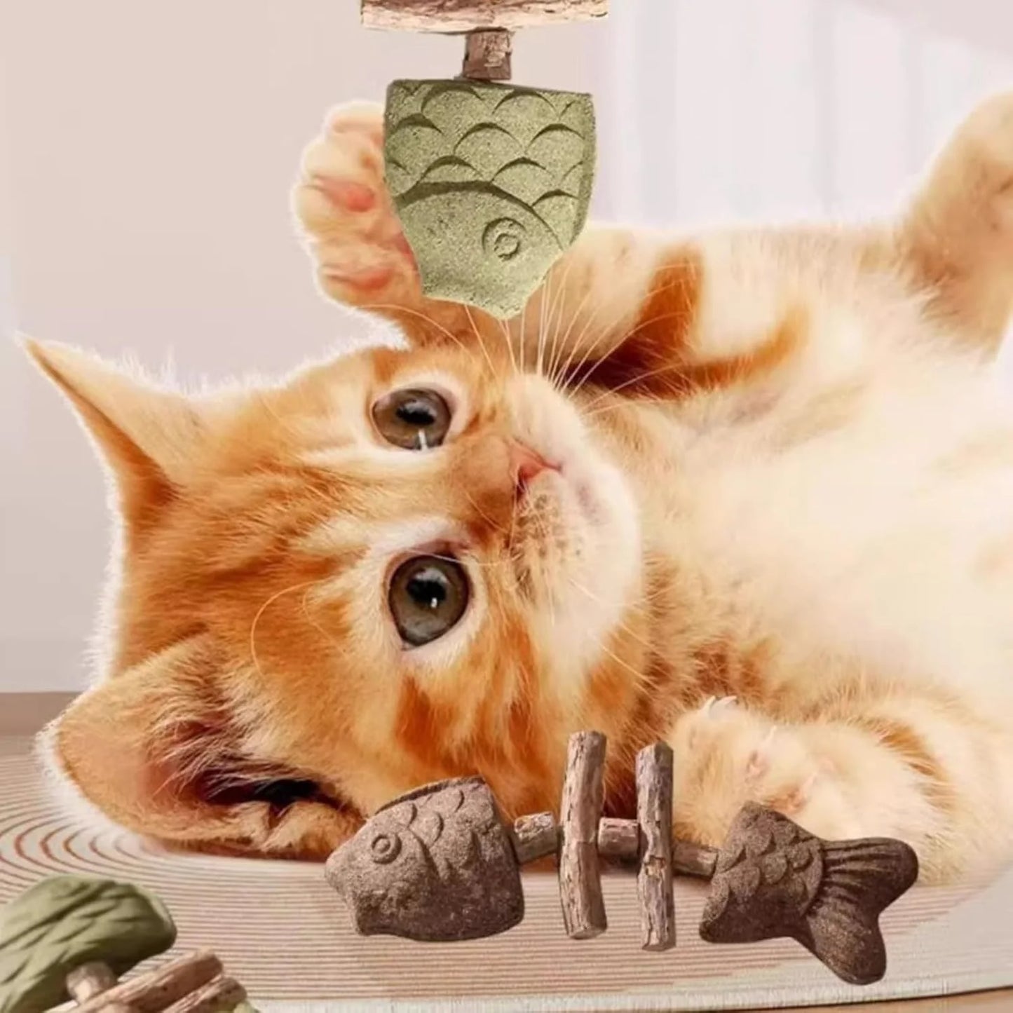 Dental Health Chew Toy for Cats Bite-Resistant Fishbone Toy with Catnip 5