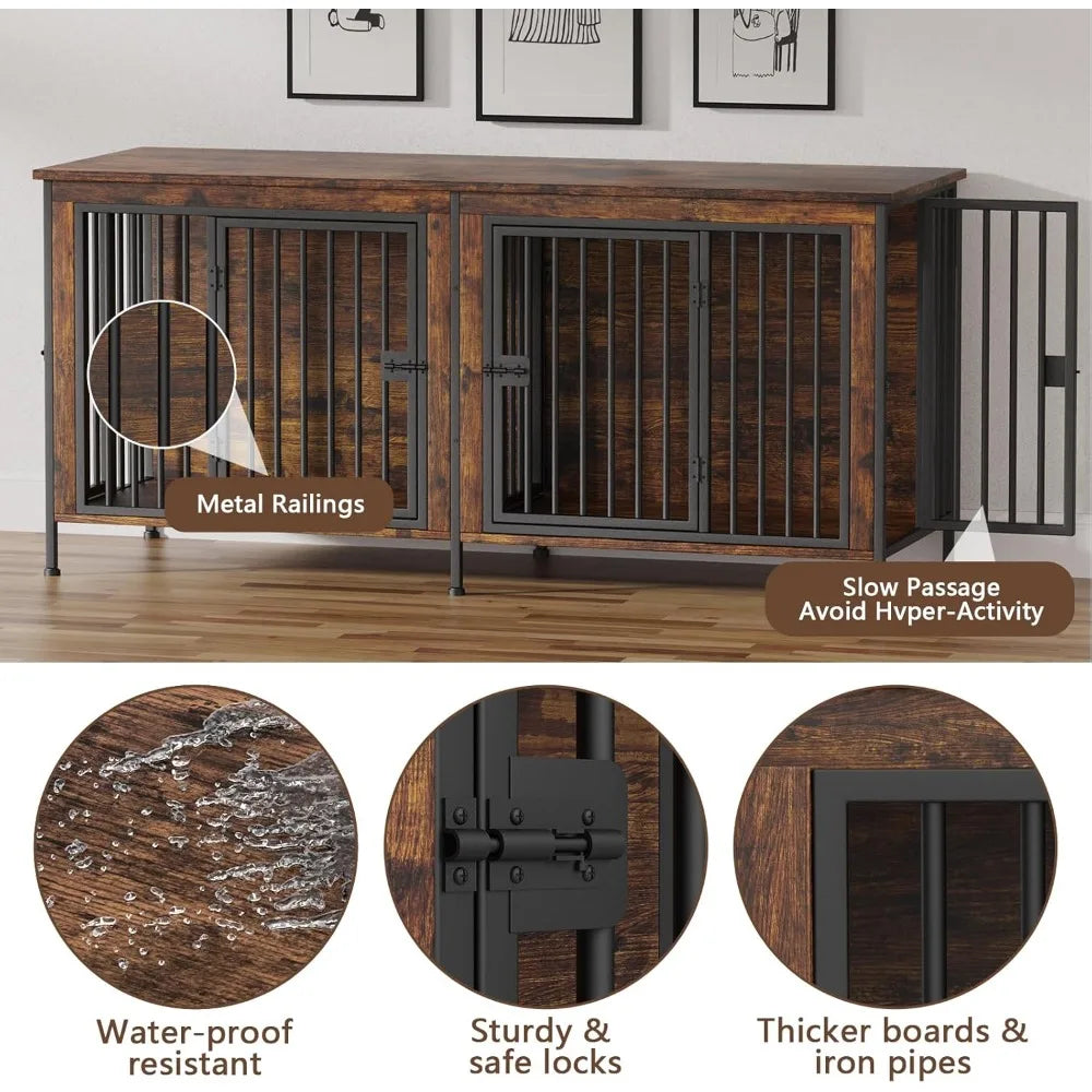 Dog Crate Furniture fo Dogs, Heavy Duty Single/Double Dog Crates for Small/Medium/Large Dogs, Dog Kennel Furniture，Customized