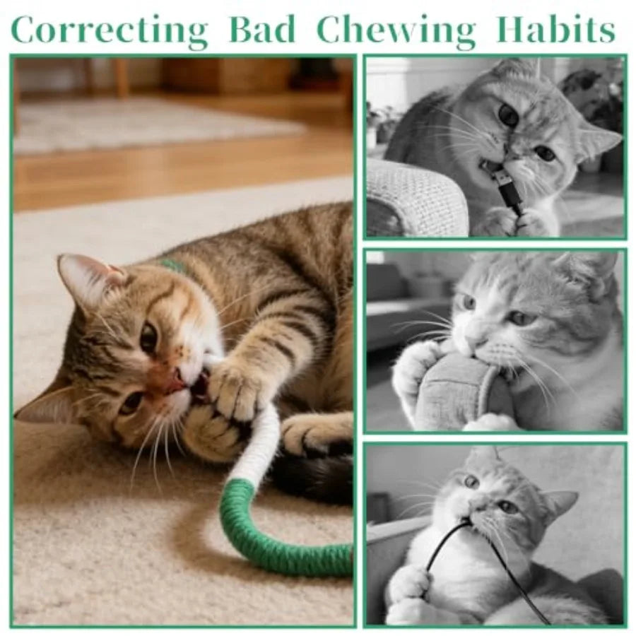 4 Pcs Cat Chew Rope Toy Interactive Kitten Teething Cleaning Toys Pet Transfer Chewing from Wires Safe Cotton String Kitty Kick