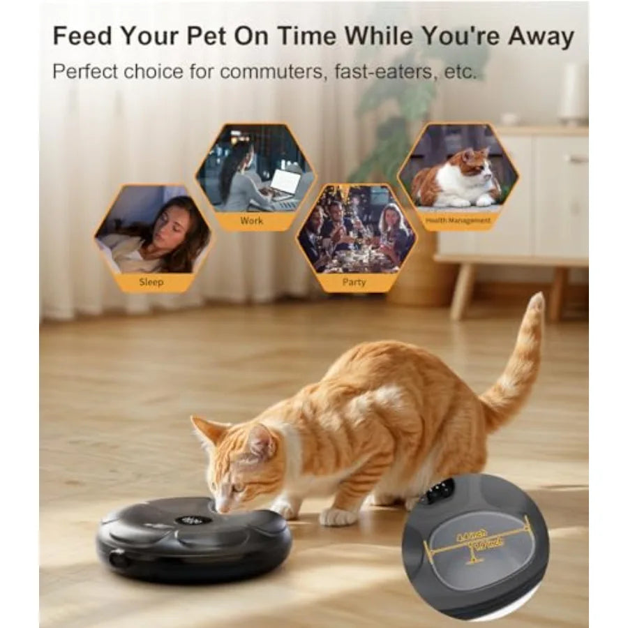 Automatic cat feeder cordless for wet food, BPA-free plastic, white, 4 ice packs + rechargeable battery + programmable timer +