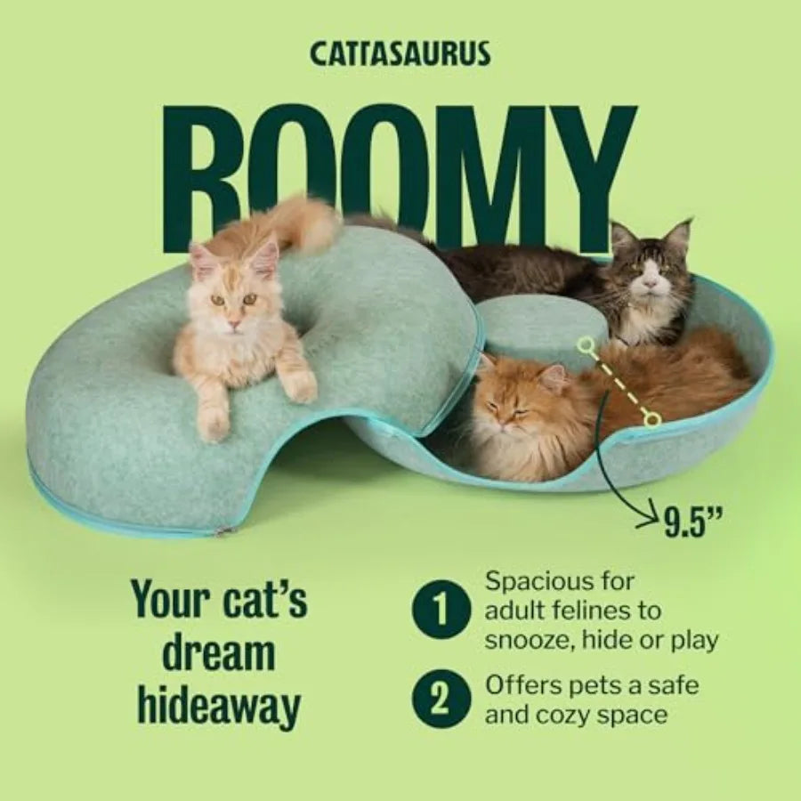 Peekaboo Cat Cave Extra Spacious for Multiple Cats 15+ lbs Scratch Detachable Cat Beds for Indoor Cats Washable Tunnel Bed Comf