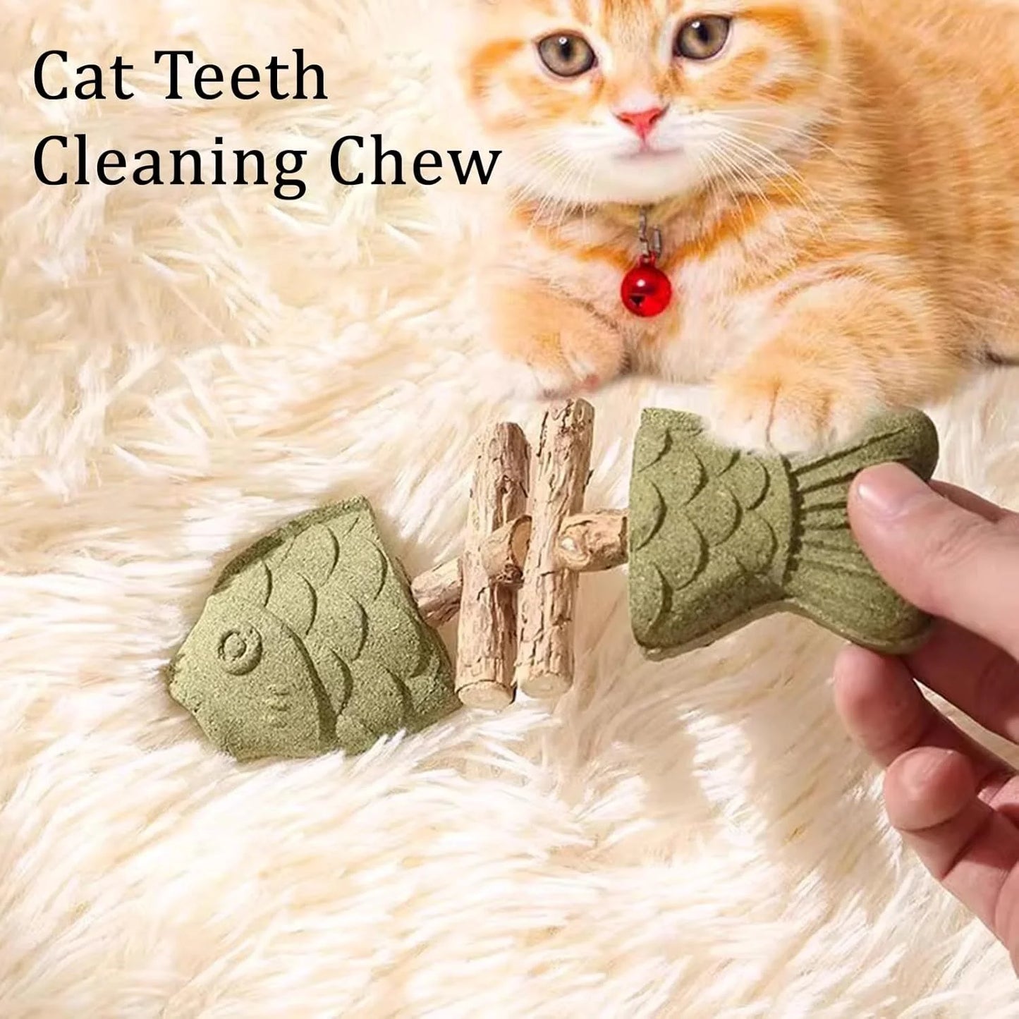 Dental Health Chew Toy for Cats Bite-Resistant Fishbone Toy with Catnip 5