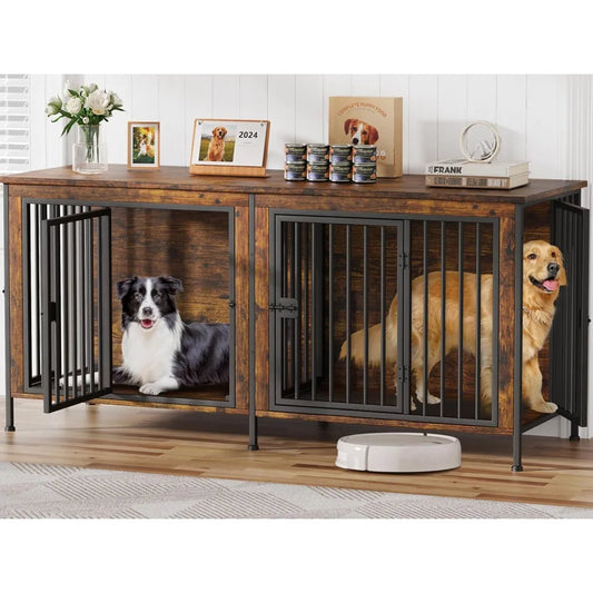 Dog Crate Furniture fo Dogs, Heavy Duty Single/Double Dog Crates for Small/Medium/Large Dogs, Dog Kennel Furniture，Customized