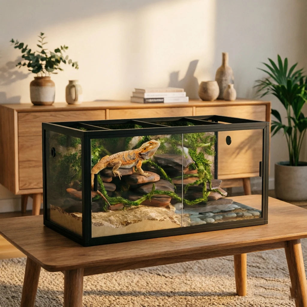 120 Gallon Lizard Tank,Large Reptile Terrarium, Front Opening Glass Enclosure,Screen Ventilation Top for Snake,Bearded Dragon