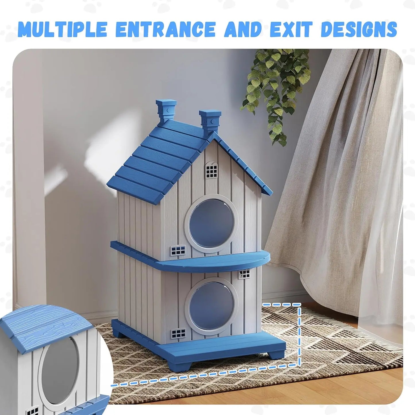 Multi-Level Waterproof Resin Cat House Condo Shelter Ventilated UV-Resistant Easy Clean for Multiple Cats, Custom